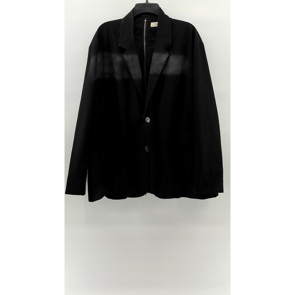 NIUGULU Women's Black Two-Button Notch Collar Long Sleeve Back Zipper Blazer SZL
